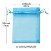 20Pcs 10 Colors Rectangle Organza Drawstring Bags CON-YW0001-31C-5
