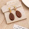 Wood & Brass Dangle Stud Earrings WGD57B9-05-1