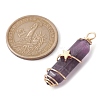 3Pcs 3 Styles Natural Amethyst Copper Wire Wrapped Pointed Pendants PALLOY-JF02460-02-3