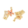 Brass Micro Pave Clear Cubic Zirconia Pendants KK-F931-19G-2