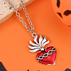 Halloween Alloy Dark Red Enamel Pendant Necklaces for Men Women Kids XF6660-1-1