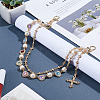 Alloy & Imitation Pearl & Colorful Acrylic Rhinestone Heart Link Double Layer Chains for Pants AJEW-ME0002-81-4