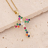 Brass Micro Pave Cubic Zirconia Cross Pendant Necklaces FS-WG7675B-01-1
