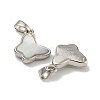 Rack Plating Brass Pave Natural White Shell Butterfly Charms KK-U025-01P-01-2
