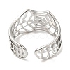 Non-Tarnish 304 Stainless Steel Hollow Spider Web Open Cuff Ring for Women RJEW-M149-25P-2