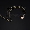 Natural Shell Square Pendant Necklace with Stainless Steel Chains TM4742-1-3