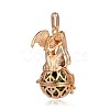 Golden Plated Brass Hollow Round Cage Pendants KK-J249-01G-2