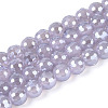 Electroplate Opaque Solid Color Glass Beads Strands GLAA-TAC0009-05B-01-1