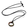Natural Mixed Stone Ring Pendant Necklace with Waxed Cords NJEW-R262-01A-3