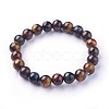 Natural Tiger Eye Beads Stretch Bracelets BJEW-F380-01-B18-1
