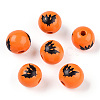 Halloween Theme Wood European Beads WOOD-N016-04I-1