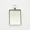 Tibetan Style Alloy Rectangle Pendant Cabochon Settings TIBEP-M021-A-05AS-RS-1
