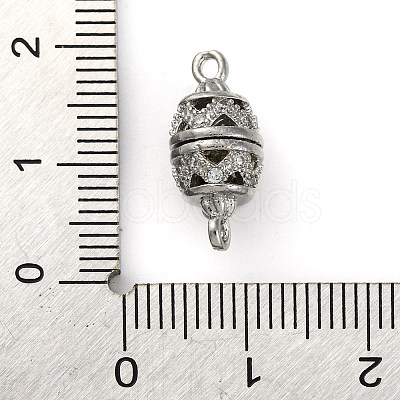 Brass Micro Pave Clear Cubic Zirconia Hollow Oval Connector Charms KK-A230-05B-P-1