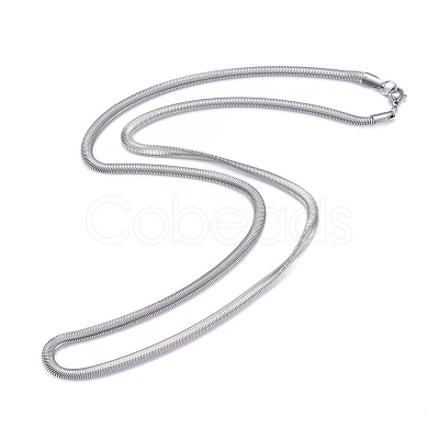 Non-Tarnish 304 Stainless Steel Flat Snake Chains Necklaces NJEW-G340-04P-01-1