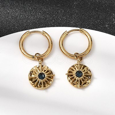 304 Stainless Steel & Cubic Zirconia Hoop Earrings STAS-H258-03G-1