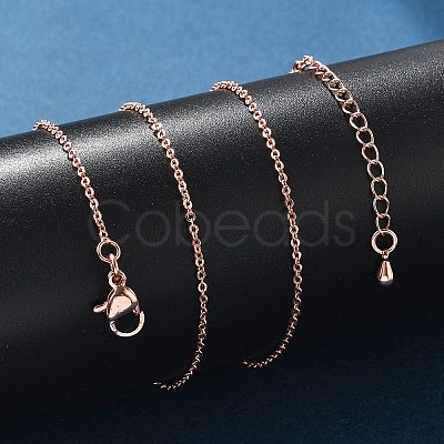 Brass Cable Chain Necklaces X-MAK-P011-01RG-1