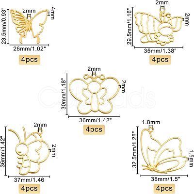 Olycraft 20Pcs 5 Style Alloy Open Back Bezel Pendants PALLOY-OC0002-91-1