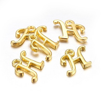 Golden Plated Alloy Letter Pendants X-PALLOY-J718-01G-H-1