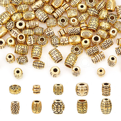 HOBBIESAY 100Pcs 10 Styles Tibetan Style Alloy Beads FIND-HY0003-50-1