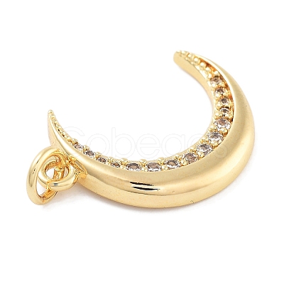 Moon Theme Rack Plating Brass Micro Pave Cubic Zirconia Pendants KK-Z071-52G-07-1