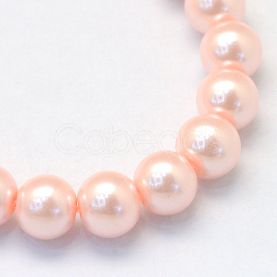Baking Paint Pearlized Glass Pearl Round Bead Strands X-HY-Q330-8mm-05-1