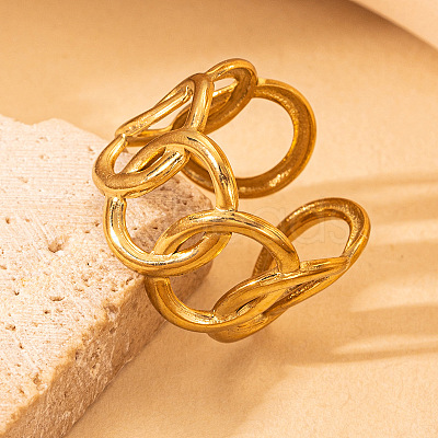 201 Stainless Steel Oval Link Chain Cuff Rings FS-WG16057-21-1