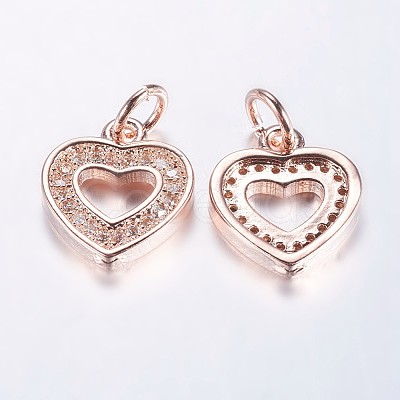 Long-Lasting Plated Brass Micro Pave Cubic Zirconia Charms ZIRC-F069-50RG-1
