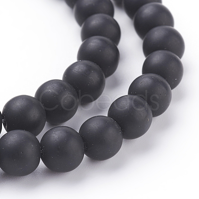 Synthetic Black Stone Beads Strands X-G508-1-1