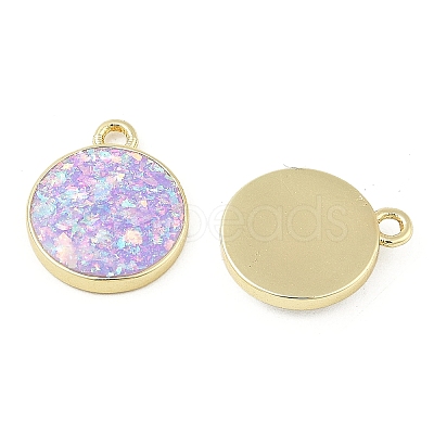 Rack Plating Brass Pendants with Synthetic Opal KK-Q020-08G-1