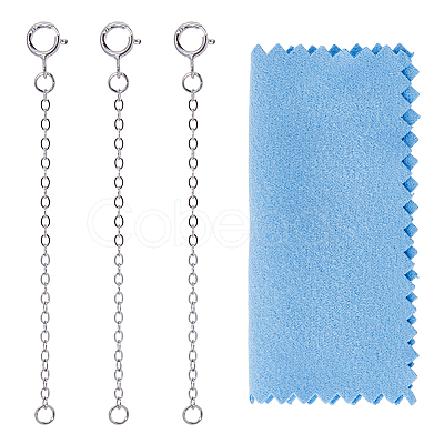 3Pcs 925 Sterling Silver Cable Chain Extender STER-DC0002-02P-1