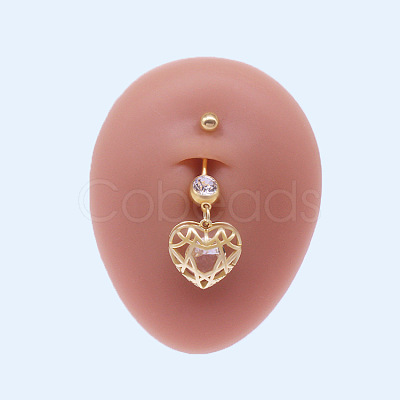 316L Surgical Stainless Steel Micro Pave Clear Cubic Zirconia Belly Rings FS-WGA8928-06-1