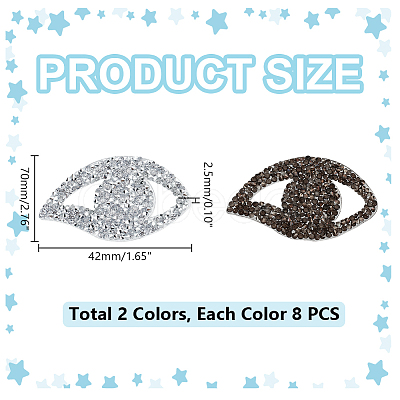 AHADERMAKER 16Pcs 2 Colors Eye Hotfix Rhinestone DIY-GA0006-44-1