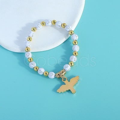 Oval with Cross Pattern Alloy Charm Bracelets FS-WG67826-01-1