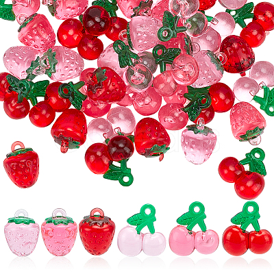 48Pcs 6 Colors Transparent Resin Pendants RESI-AR0001-55-1