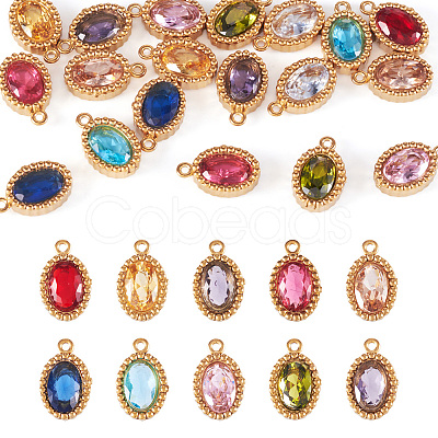 20Pcs 10 Colors 304 Stainless Steel Micro Pave Cubic Zirconia Charms STAS-TA0002-92-1