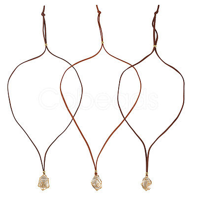3Pcs Faux Suede Macrame Pouch Pendant Necklaces NJEW-TAC0051-02-1
