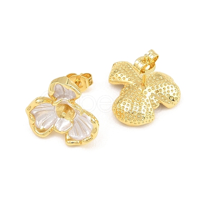 Brass Enamel Stud Earring Findings KK-CBA58F9-01G-02-1