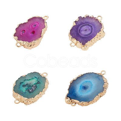 Electroplate Natural Druzy Agate Links Connectors G-AR0003-93G-1