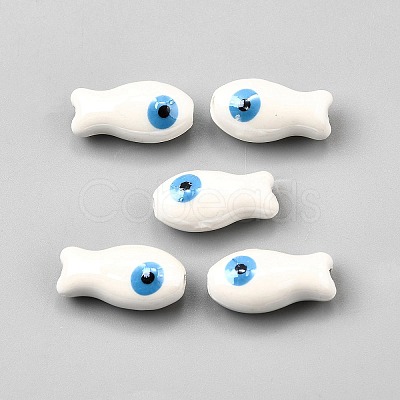 Handmade Porcelain Beads PORC-WH0023-003L-1