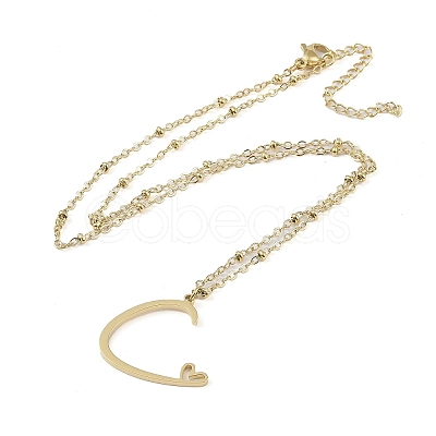 304 Stainless Steel Pendant Necklaces NJEW-H029-02G-C-1