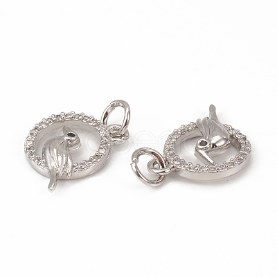 Brass Micro Pave Cubic Zirconia Bird Charms KK-E068-VB315-1