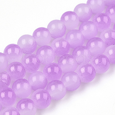 Baking Paint Imitation Jade Glass Round Bead Strands X1-DGLA-N003-6mm-04-1