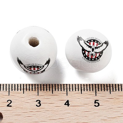 Independence Day Theme Wood European Beads WOOD-M011-07F-1