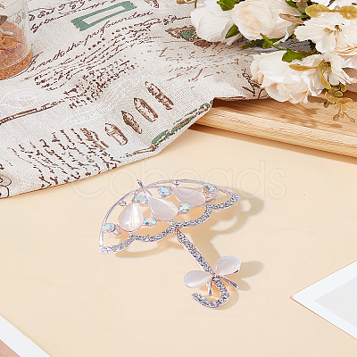 1Pc Umbrella Rhinestone Lapel Pins JEWB-LP0006-11-1