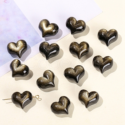 Natural Golden Sheen Obsidian Beads PW-WG54949-01-1