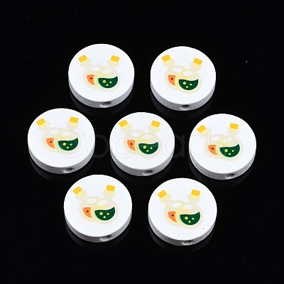 Halloween Printed Natural Wood Beads WOOD-T021-99-1
