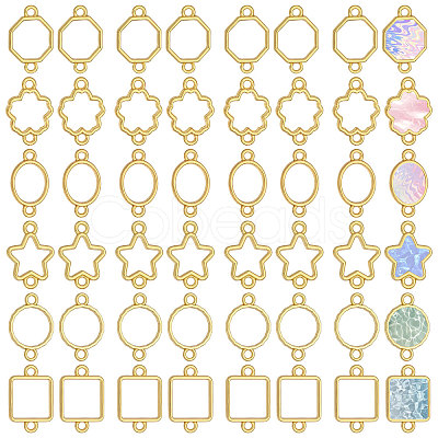 48Pcs 6 Styles Zinc Alloy Open Back Bezel Connector Charms FIND-CA0011-23-1