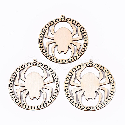 Undyed Natural Wooden Big Pendants X-WOOD-N007-076-1