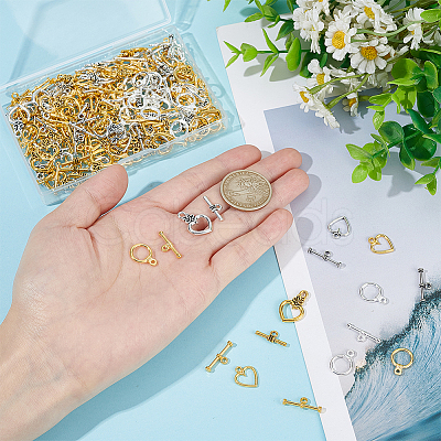 120 Sets 6 Styles Tibetan Style Alloy Toggle Clasps FIND-AR0005-77-1