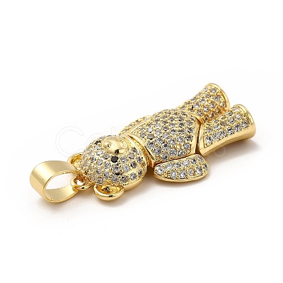 Rack Plating Brass Micro Pave Cubic Zirconia Pendants KK-E072-29G-1